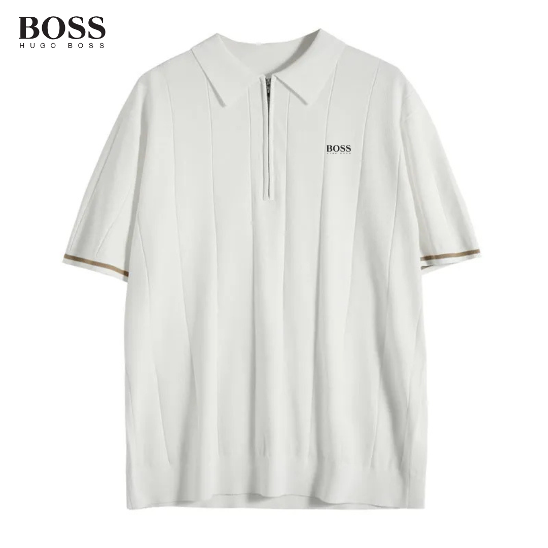 HUGO BOSS - Herrpikétröja med dragkedja