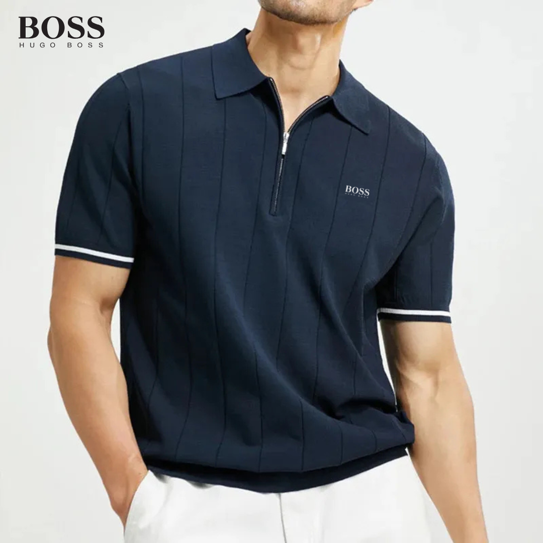 HUGO BOSS - Herrpikétröja med dragkedja