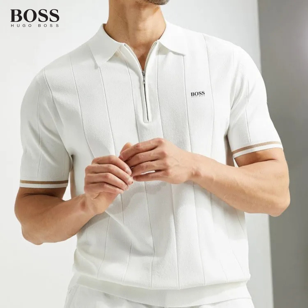 HUGO BOSS - Herrpikétröja med dragkedja
